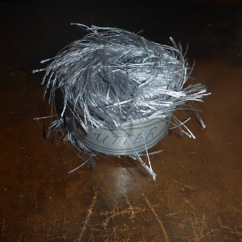 1 Ball Flutter Eyelash Style Novelty Yarn - Shade 70 (Silver) 75 yds.
